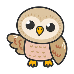 Cute Cartoon Owl Illustration. Owls birds wildlife forest animals 