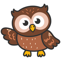 Cute Cartoon Owl Illustration. Owls birds wildlife forest animals 