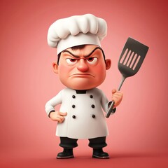 Art Cartoon Chef Perspective Expression Pink Background