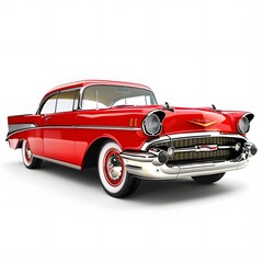 Classic Vintage Red Car Model from the 1950s with Chrome Detail