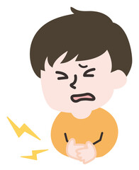 腹痛に苦しむ人物