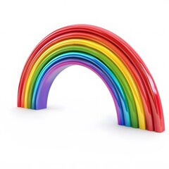Fototapeta premium Colorful Arch of Decorative Rainbow Design on White Background