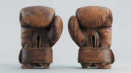 A pair of realistic boxing gloves with detailed stitching and texture, positioned neatly on a clean white background, captured in high-definition.