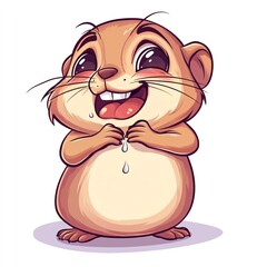 Naklejka premium A cheerful cartoon hamster with a big smile, perfect for children's illustrations.