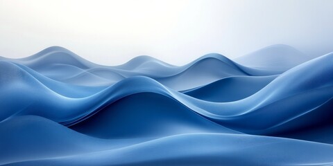 Abstract blue undulating landscape with soft lighting and atmosphere