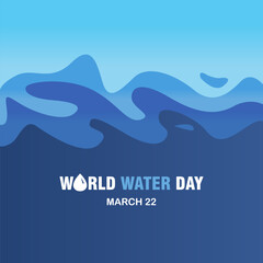 World Water Day - March 22. A modern and abstract illustration celebrating, blue waves representing the importance of water conservation and sustainability.