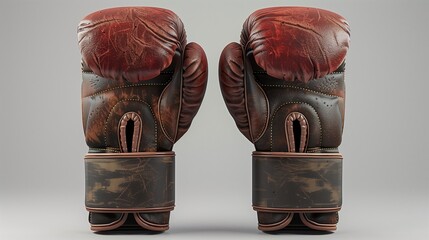 A pair of realistic boxing gloves with detailed stitching and texture, positioned neatly on a clean white background, captured in high-definition.