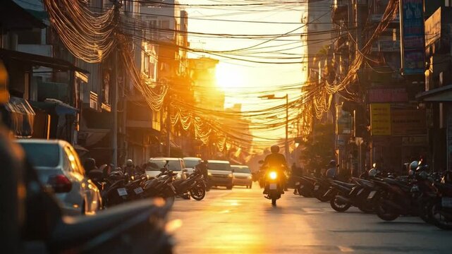 The traffic was a chaotic mess during the day at the bustling market, with cars honking and people weaving through the streets.