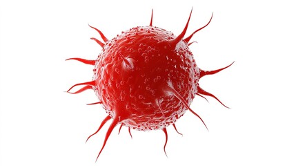 Red cancer cell isolated on white background