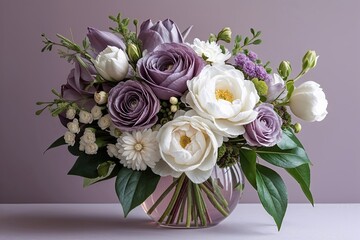 Elegant Floral Design with Mauve and White Petals in Soft Shades