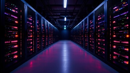 Fototapeta premium High Tech Data Center Servers Network Technology Internet Infrastructure Digital Comp