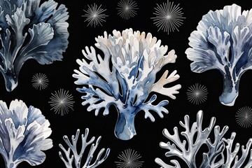 Contemporary Watercolor Coral Floral Design with Platinum Accents for Elegant Backgrounds