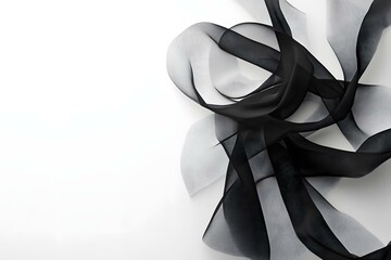 Flowing Abstract Black Fabric on White