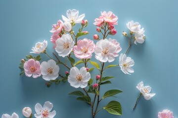 Dreamy Blossoms in Soft Blue Serenity for a Joyful Atmosphere