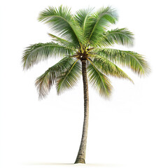 tall, lush palm tree stands against white background