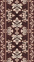 Vintage damask seamless pattern border. Classical luxury seamless vector wallpaper with brown color tone. Design for texture, wallpaper, background, carpet and fabric.