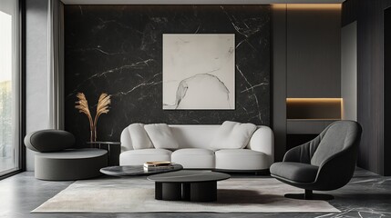 Luxurious yet simple monochrome composition with sleek fluid forms embodying contemporary elegance and futuristic minimalism