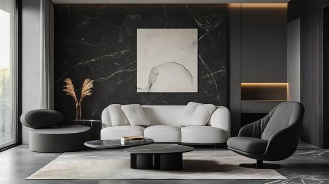 Luxurious yet simple monochrome composition with sleek fluid forms embodying contemporary elegance and futuristic minimalism