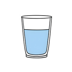 Illustration of a Glass of Fresh Blue Water with Minimalist Design and Clean White Background