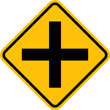 traffic sign icon vector, four way intersection