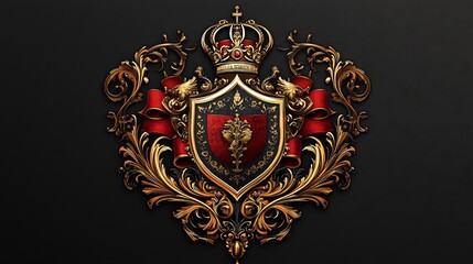 Majestic royal emblem with intricate heraldry symbolizing monarchy and prestige in a classic vector style