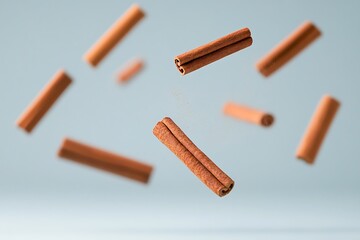 Obraz premium Cinnamon Sticks in Motion: A Culinary Delight