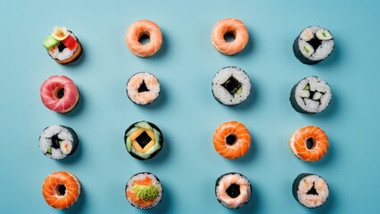 Fototapeta premium Delightfully Creative Sushi Donuts Shaped in Rings
