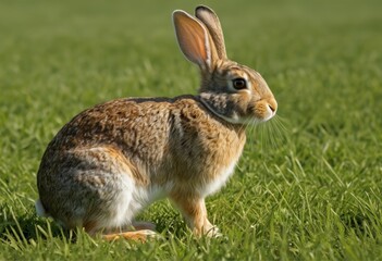 Fototapeta premium A rabbit stands in the grass