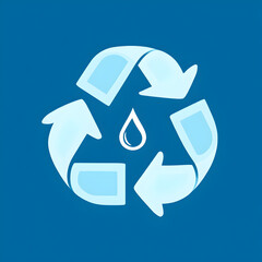 Blue Water Cycle Symbol with Arrows and Droplet &ndash; Environmental Sustainability, Recycling, and Conservation Concept Illustration