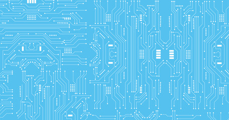 Technology white circuit diagram on black background.  High-tech circuit board connection system.Vector 