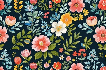 Lively Floral Background Design for Spring Invitations and Greeting Cards