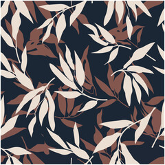 Seamless Botanical Pattern with Organic Leaves © azzedine
