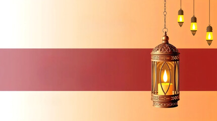 Generative AI Banner for Ramadan, Eid Mubarak, and Eid al-Adha with Lantern Logo and Warm Glow