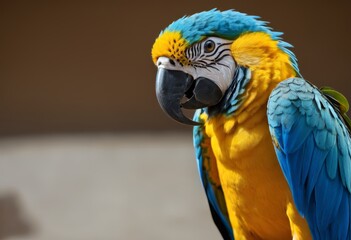 Obraz premium The giraffe parrot inhabits blue and yellow plumage