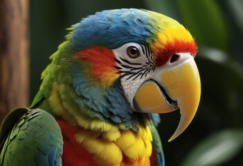 Fototapeta premium The brightly colored parrot has a bright red-yellow and blue face
