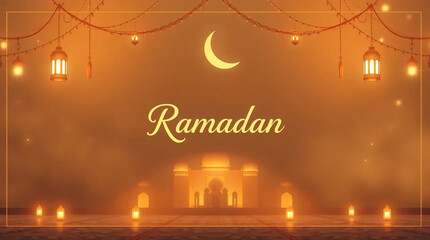 Ramadan Kareem Background in Cinematic Style with Soft Pastel Colors and Gentle Film-Like Lighting