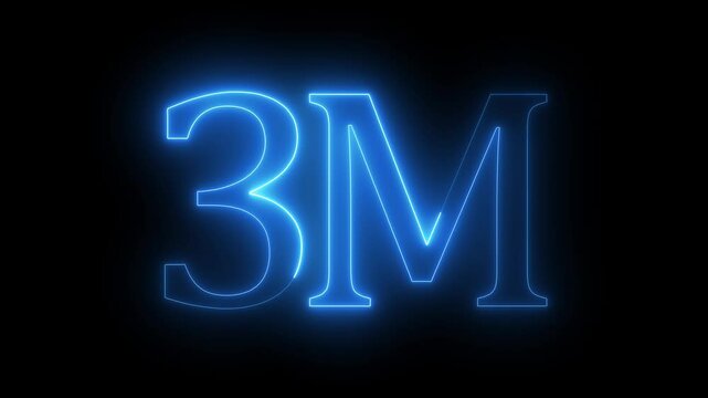 3M text animation on black background.