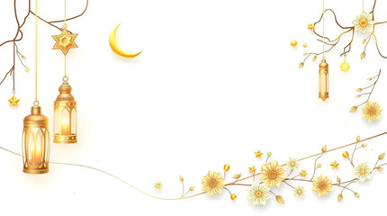 Ramadan Kareem Greeting Card with Dynamic Motion, Gold Ornaments, and Space Elements