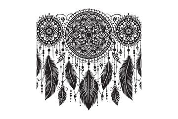 Fototapeta premium Intricate Dreamcatcher Mandala Set – Symbol of Protection & Spirituality