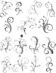 Calligraphic swirl flourish. Modern swirling flourishes, wreath, romantic card decorative swirl and wedding card decor curls swirles dividers set. Black curly thin lines, filigree ornaments baroque