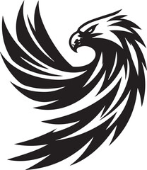 Majestic Black and White Eagle Vector Illustration – Fierce Falcon Silhouette Logo