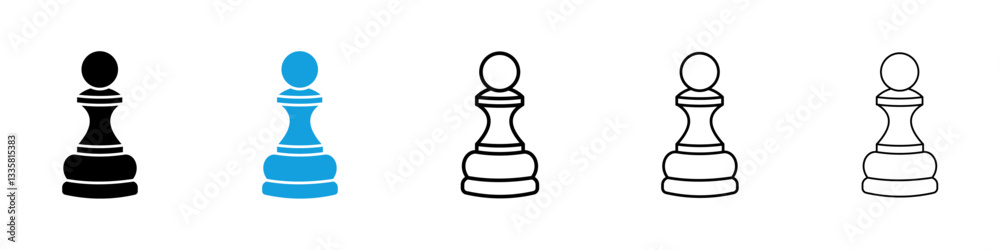 Wall mural chess pawn icons vector illustrations in black and blue colors for web and ui designs