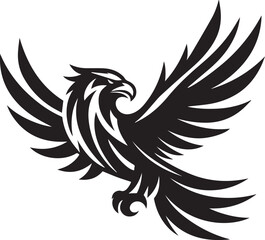 Majestic Black and White Eagle Vector Illustration – Fierce Falcon Silhouette Logo
