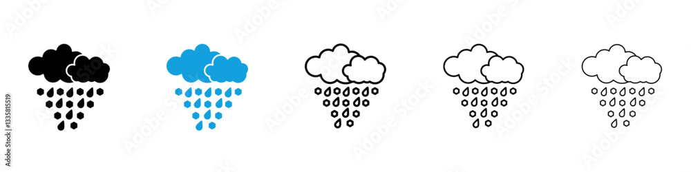Wall mural cloud hail icons vector illustrations in black and blue colors for web and ui designs