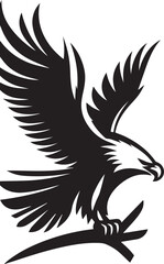 Majestic Black and White Eagle Vector Illustration – Fierce Falcon Silhouette Logo