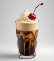 A Root Beer Float Isolated on a White Background