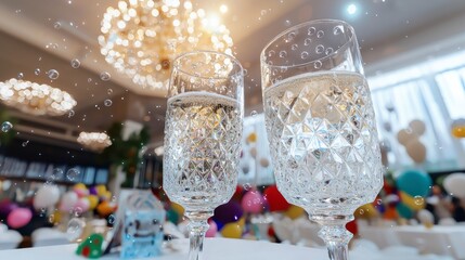 Sparkling Champagne Celebration  Crystal Goblets  Festive Bubbles