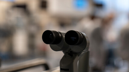 Slit Lamp Microscope Used for Eye Examinations in Human and Cat, Dog, Pet Veterinary Care....