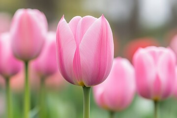 Obraz premium Delicate Pink Tulips in Spring Bloom