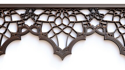 A realistic close-up of an intricate Art Deco border with geometric patterns and detailed design, captured in high-definition against a clean white background.